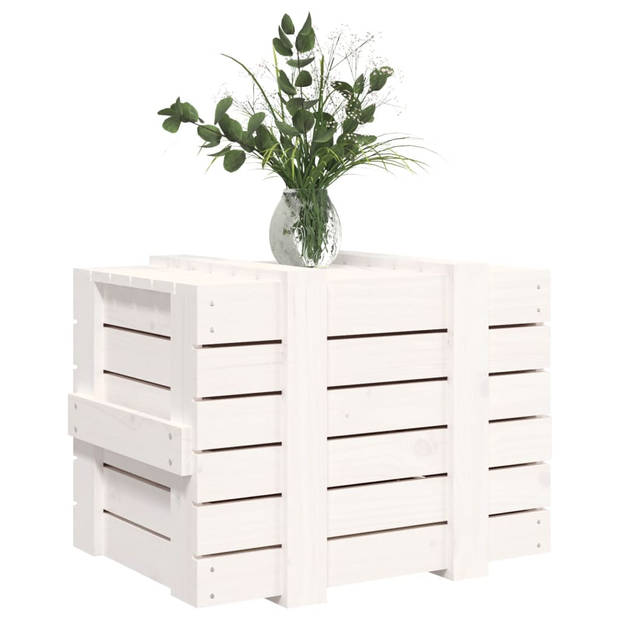 The Living Store Opbergdoos Grenenhout - 58 x 40.5 x 42 cm - Wit