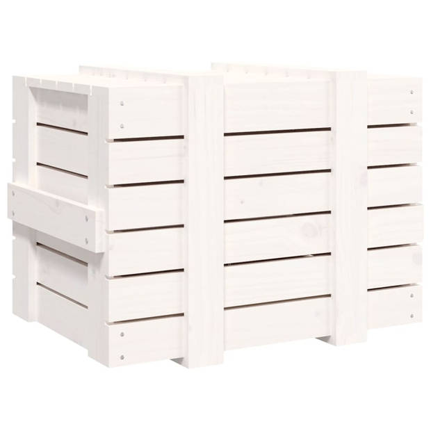 The Living Store Opbergdoos Grenenhout - 58 x 40.5 x 42 cm - Wit