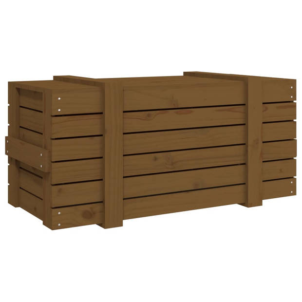 The Living Store Opbergkist Massief Grenenhout - 91 x 40.5 x 42 cm - Honingbruin