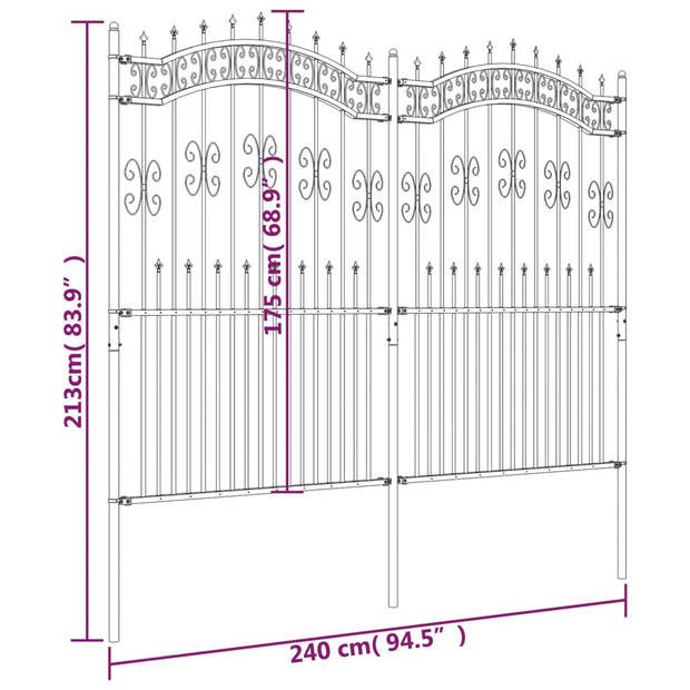 The Living Store Tuinhek - Gepoedercoat staal - 240x222 cm - Veilig en decoratief