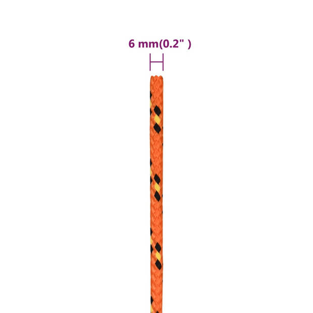 vidaXL Boottouw 6 mm 25 m polypropyleen oranje