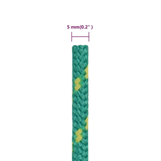 vidaXL Boottouw 5 mm 250 m polypropyleen groen