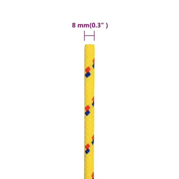 vidaXL Boottouw 8 mm 50 m polypropyleen geel