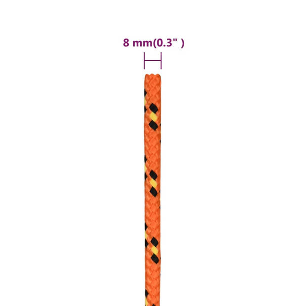 vidaXL Boottouw 8 mm 25 m polypropyleen oranje
