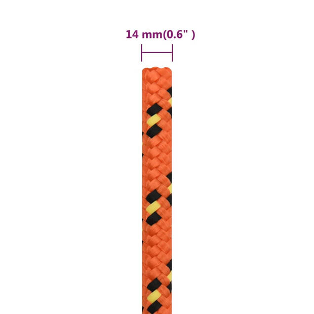 vidaXL Boottouw 14 mm 25 m polypropyleen oranje