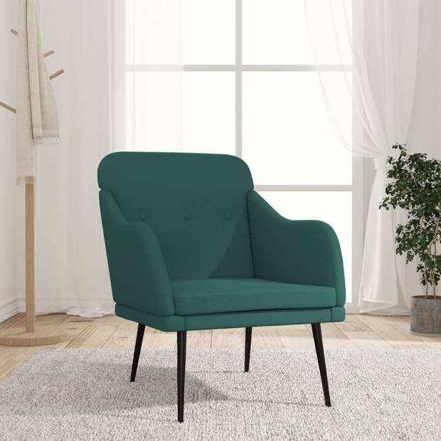 vidaXL Fauteuil 63x76x80 cm stof donkergroen