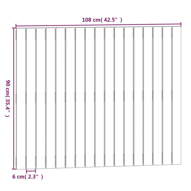 vidaXL Wandhoofdbord 108x3x90 cm massief grenenhout wit