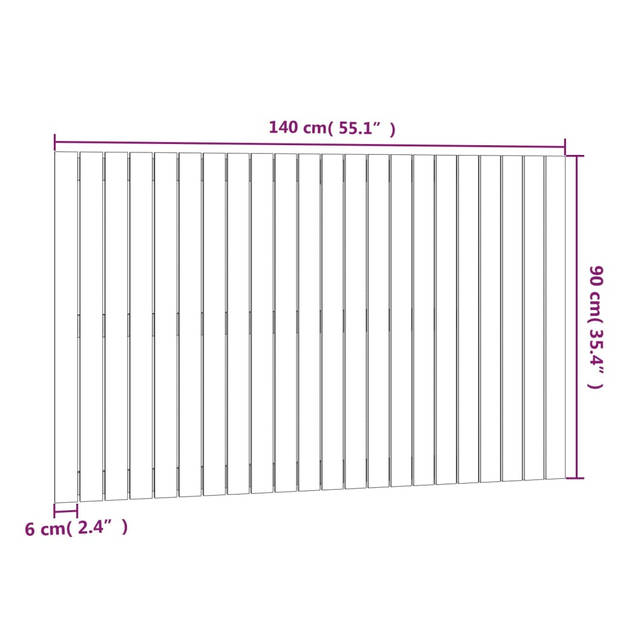 vidaXL Wandhoofdbord 140x3x90 cm massief grenenhout honingbruin