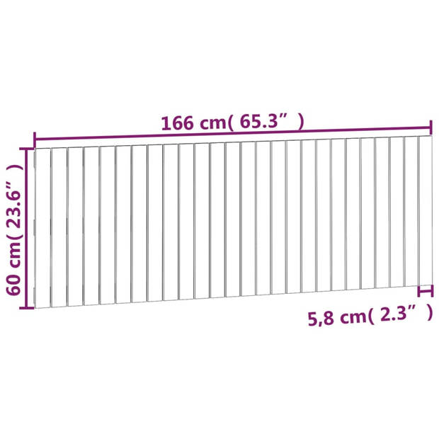 vidaXL Wandhoofdbord 166x3x60 cm massief grenenhout honingbruin