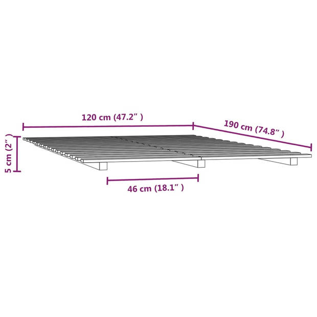 vidaXL Bedframe massief grenenhout zwart 120 x 190 cm