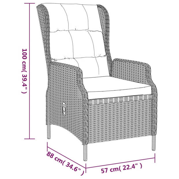 vidaXL 5-delige Tuinset poly rattan donkergrijs