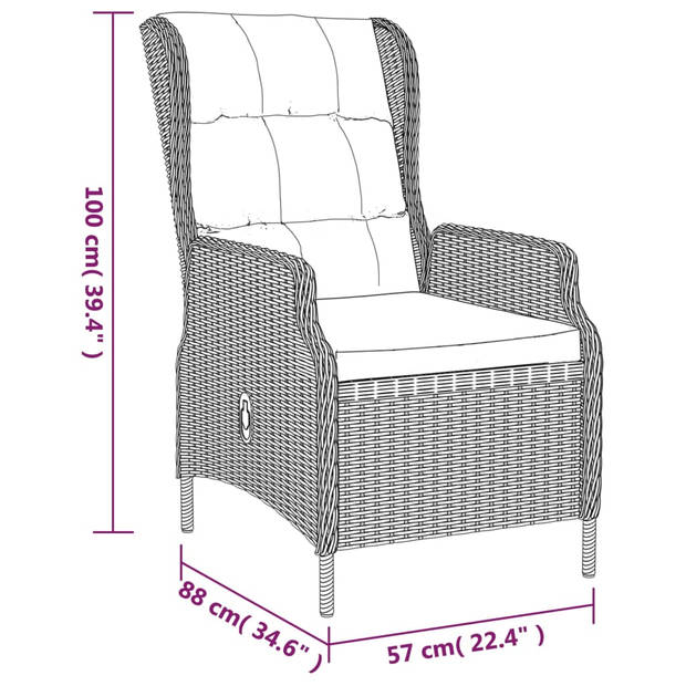 vidaXL 7-delige Tuinset poly rattan donkergrijs