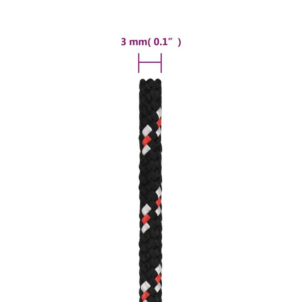 vidaXL Boot touw 3 mm 50 m polypropyleen zwart