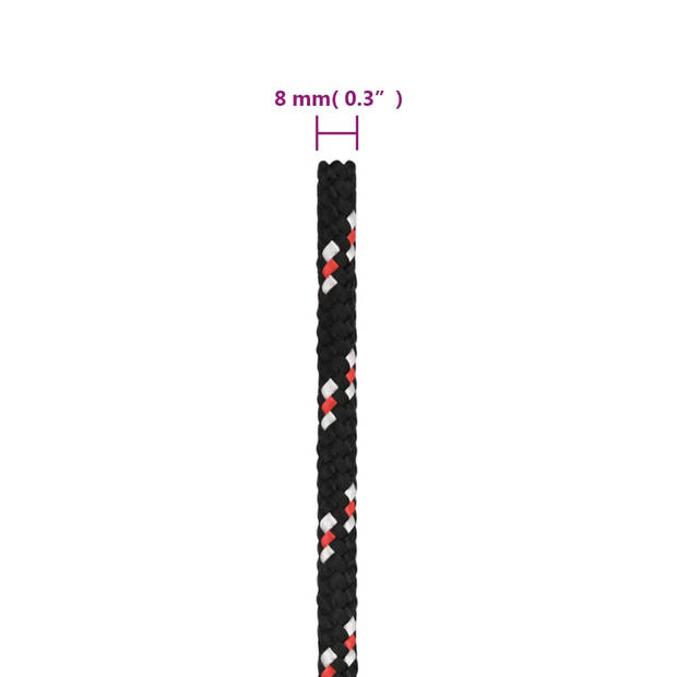 vidaXL Boot touw 8 mm 25 m polypropyleen zwart