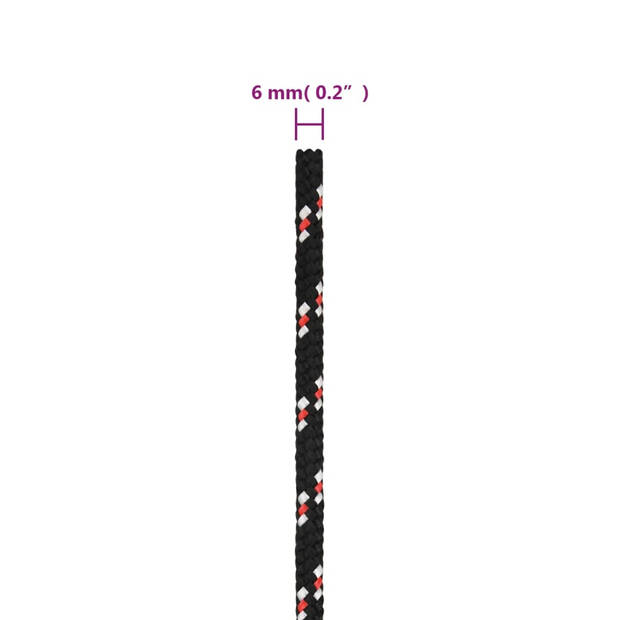 vidaXL Boot touw 6 mm 25 m polypropyleen zwart