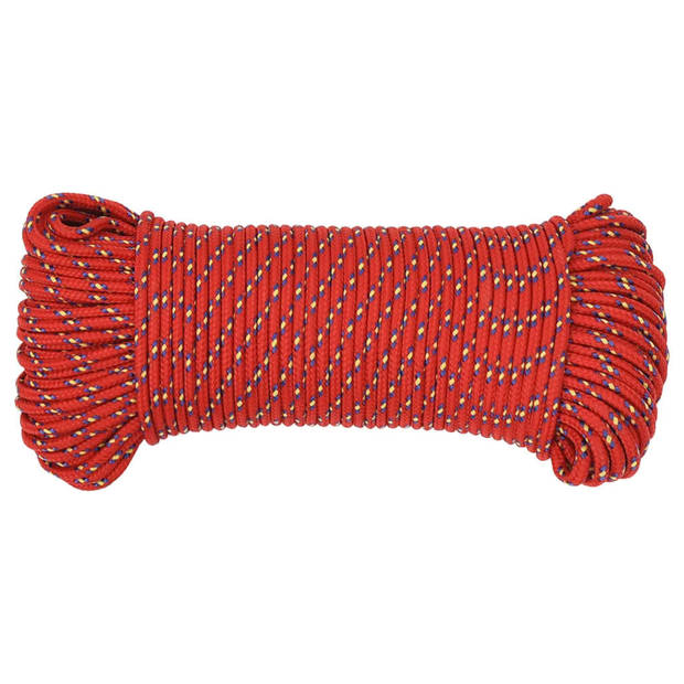 vidaXL Boottouw 3 mm 25 m polypropyleen rood