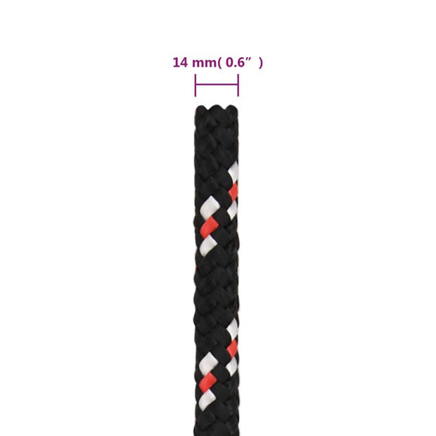 vidaXL Boot touw 14 mm 100 m polypropyleen zwart