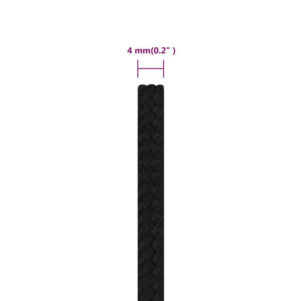vidaXL Werktouw 4 mm 500 m polyester zwart