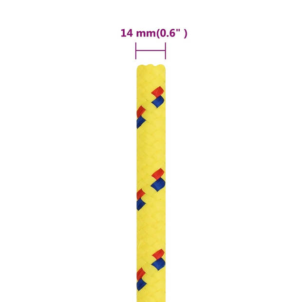 vidaXL Boottouw 14 mm 25 m polypropyleen geel