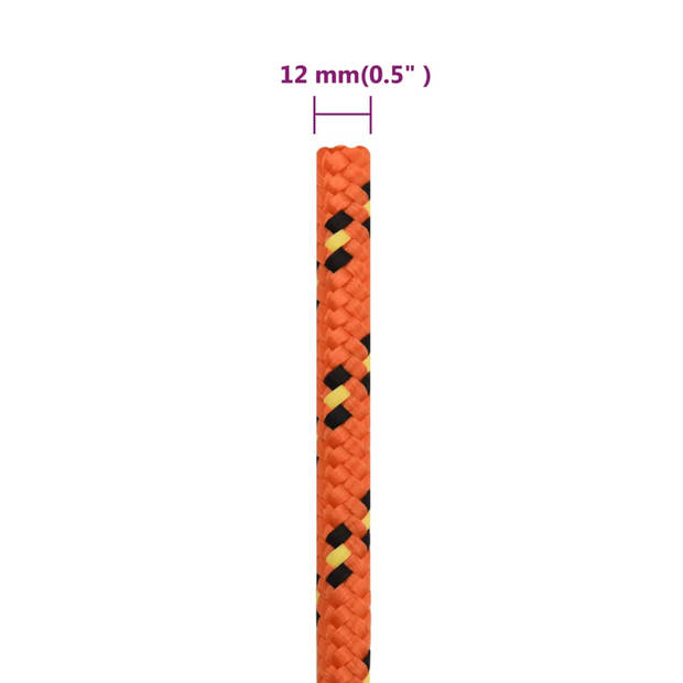 vidaXL Boottouw 12 mm 25 m polypropyleen oranje