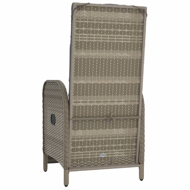 vidaXL Tuinstoelen 2 st verstelbaar met kussens poly rattan grijs