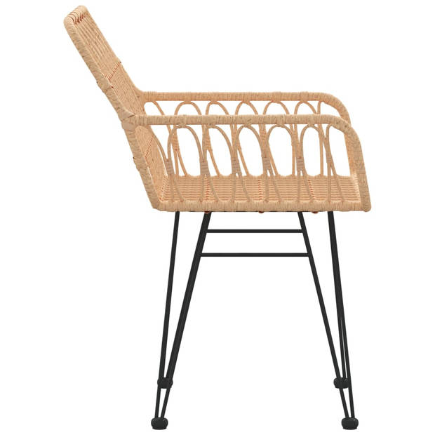 The Living Store Tuinstoel - PE-rattan - Stevig frame - Comfortabele zitplaats - Praktische pootdop - 56x64x80cm - Set