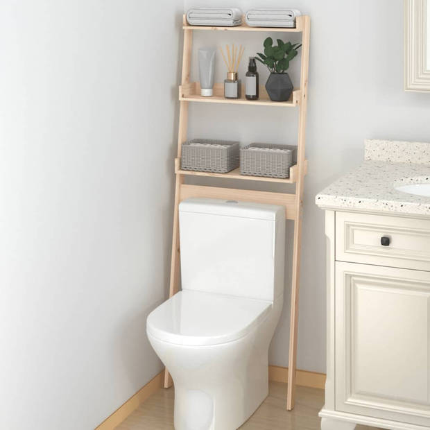 The Living Store Toiletrek - Badkameropbergrek - 63.5 x 32 x 179 cm - Massief grenenhout