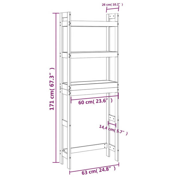 vidaXL Toiletrek 63x26x171 cm massief grenenhout