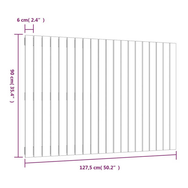 vidaXL Wandhoofdbord 127,5x3x90 cm massief grenenhout zwart