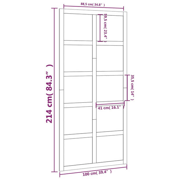 The Living Store Schuifdeur Massief Grenenhout - 100 x 1.8 x 214 cm - Ruimtebesparend