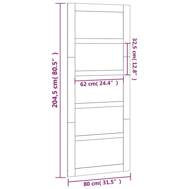 vidaXL Schuifdeur 80x1,8x204,5 cm massief grenenhout