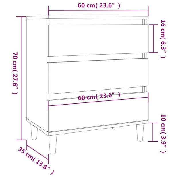 vidaXL Dressoir 60x35x70 cm bewerkt hout wit