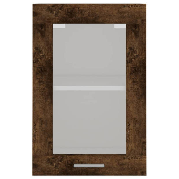 vidaXL Wandkast 40x31x60 cm glas en bewerkt hout gerookt eikenkleurig