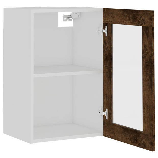 vidaXL Wandkast 40x31x60 cm glas en bewerkt hout gerookt eikenkleurig