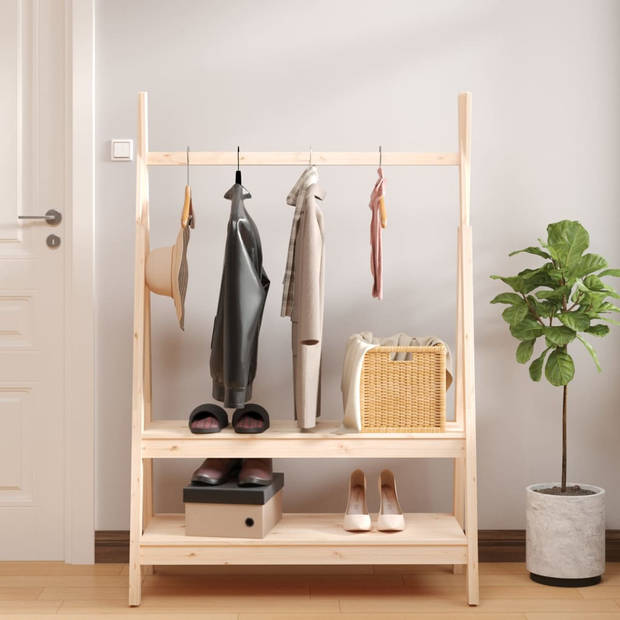 The Living Store Kledingrek Massief Grenenhout 100x45.5x150cm - Ruime Opbergmogelijkheden