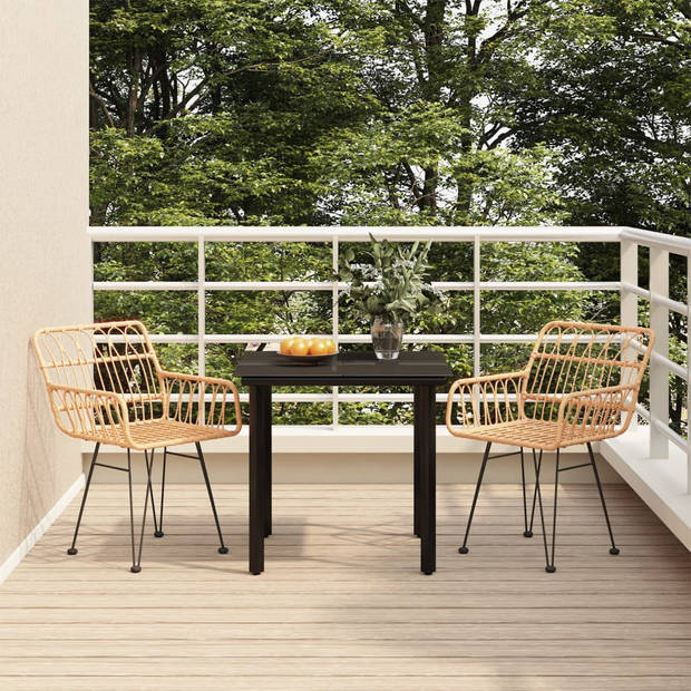 vidaXL 3-delige Tuinset poly rattan