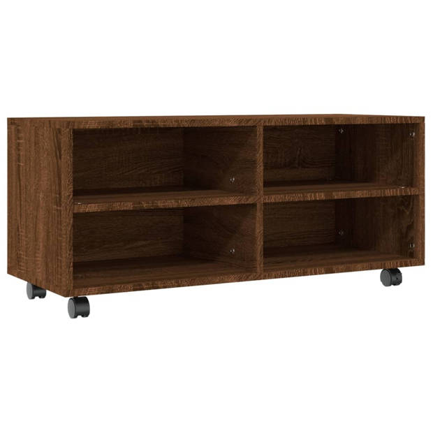 vidaXL Tv-meubel met wieltjes 90x35x35 cm bewerkt hout bruin eikenkleur