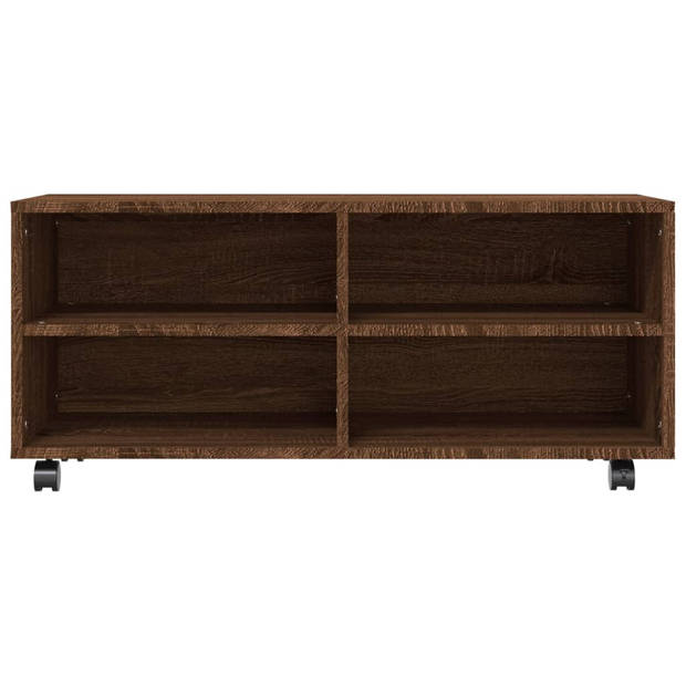 vidaXL Tv-meubel met wieltjes 90x35x35 cm bewerkt hout bruin eikenkleur