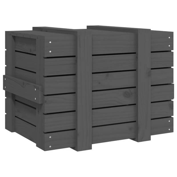 vidaXL Opbergbox 58x40,5x42 cm massief grenenhout grijs