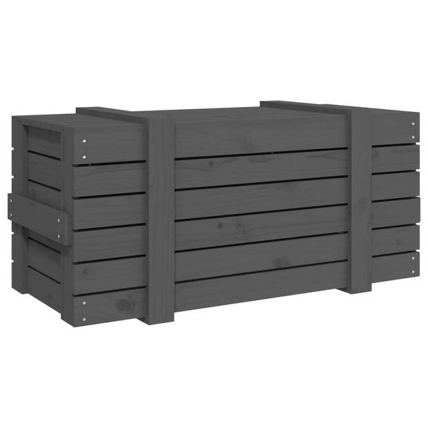 vidaXL Opbergbox 91x40,5x42 cm massief grenenhout grijs