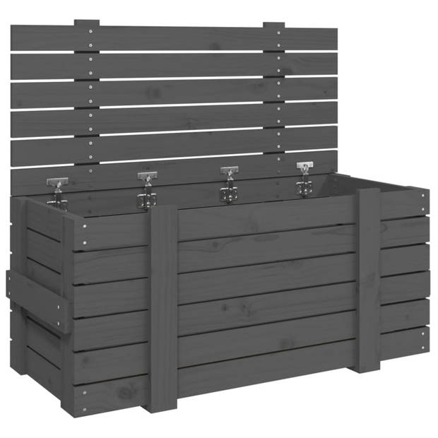 vidaXL Opbergbox 91x40,5x42 cm massief grenenhout grijs