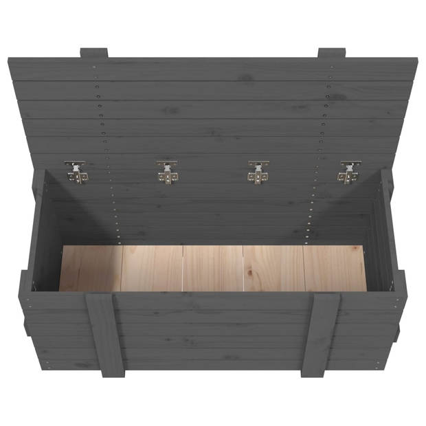 vidaXL Opbergbox 91x40,5x42 cm massief grenenhout grijs