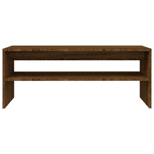 The Living Store Salontafel Bruineiken 100x40x40 cm - Duurzaam bewerkt hout - Open schap - Stevig tafelblad