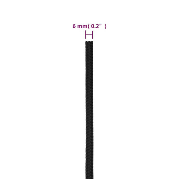 vidaXL Boottouw 6 mm 50 m polypropeen zwart