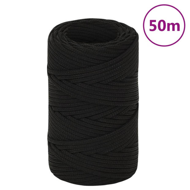 vidaXL Werktouw 2 mm 50 m polyester zwart