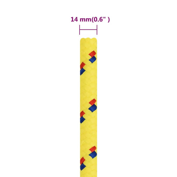 vidaXL Boottouw 14 mm 100 m polypropyleen geel