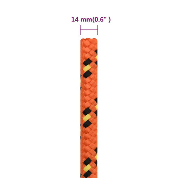 vidaXL Boottouw 14 mm 50 m polypropyleen oranje