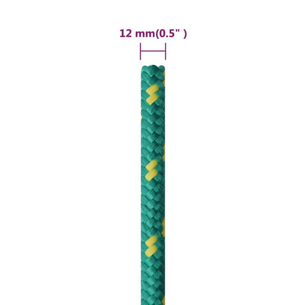 vidaXL Boottouw 12 mm 250 m polypropyleen groen