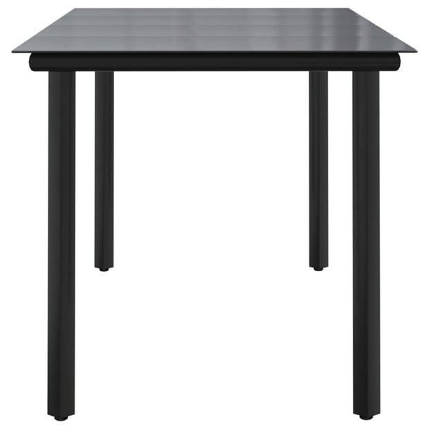 vidaXL Tuintafel 160x80x74 cm staal en gehard glas zwart