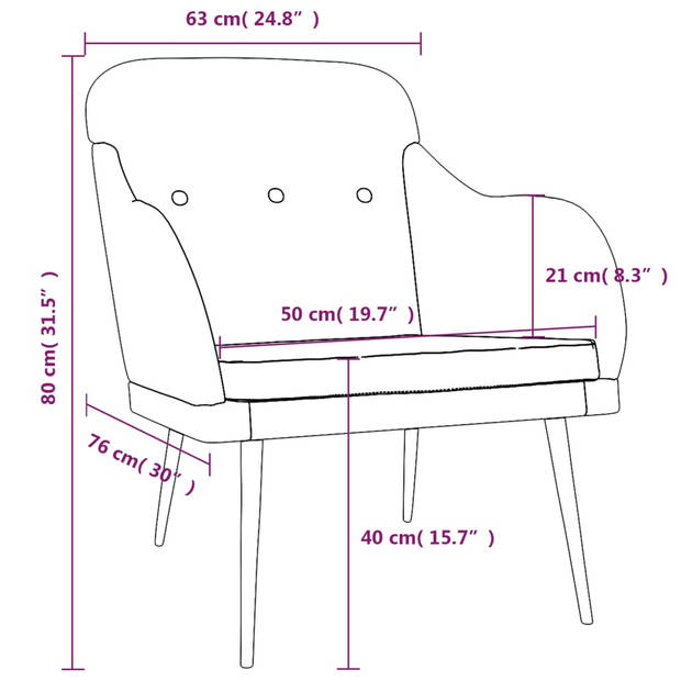 vidaXL Fauteuil 63x76x80 cm stof donkergroen